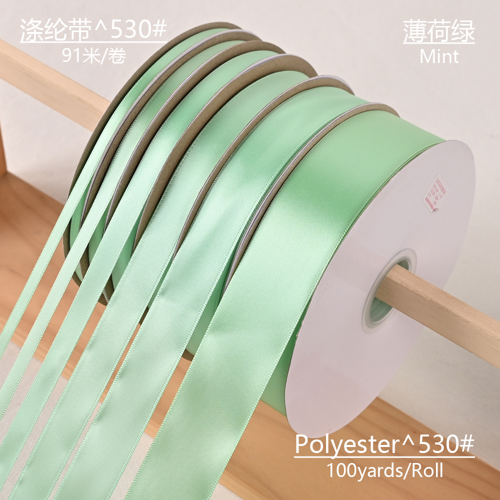 Panglică de satin din poliester verde mentă 6/10/15/20/25/38mm 91 metri, pentru cusut decorațiuni de crăciun cu funde lucrate manual, nuntă