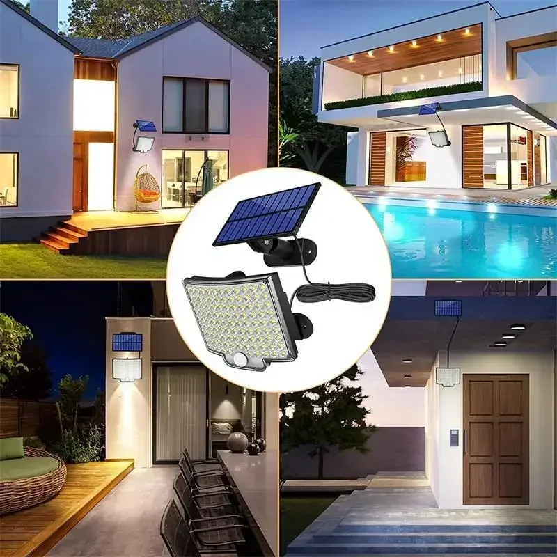 Lámpara Solar dividida 106LED, 3 modos de iluminación, decoración exterior, luz Solar, luz de pared, Sensor de movimiento PIR, lámpara impermeable para jardín y garaje