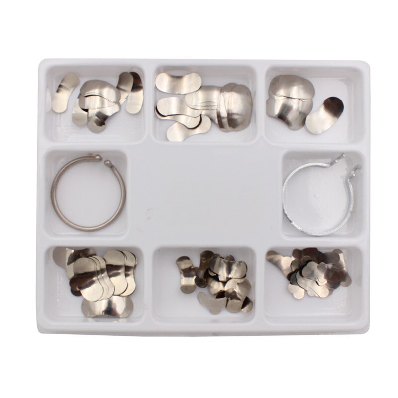 100Pcs Dental Matrix Sectional Contoured Metal Matrices No.1.398+ Matrix Band Forming Clip+40pcs wedges silicone Dentist Tools: 100 pcs Matrices