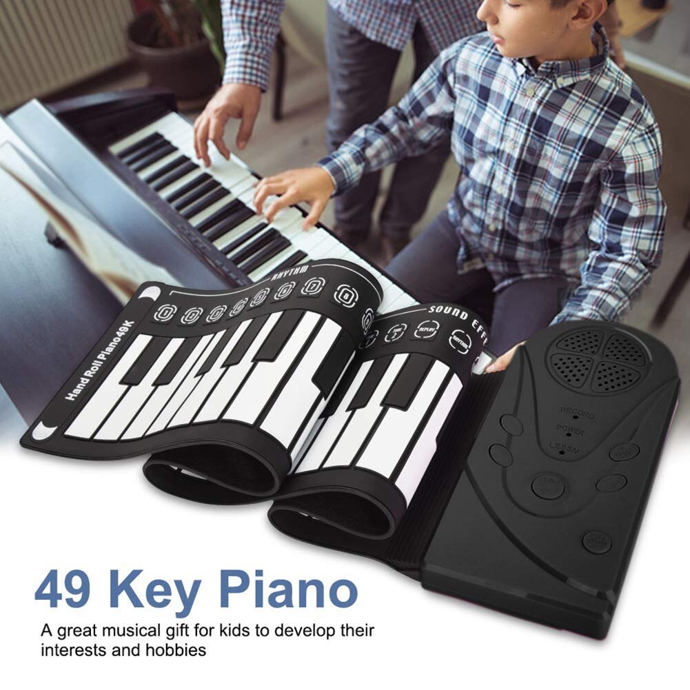Electronic Hand Roll Keyboard Piano 49 Key Kids Education Tool for Beginners