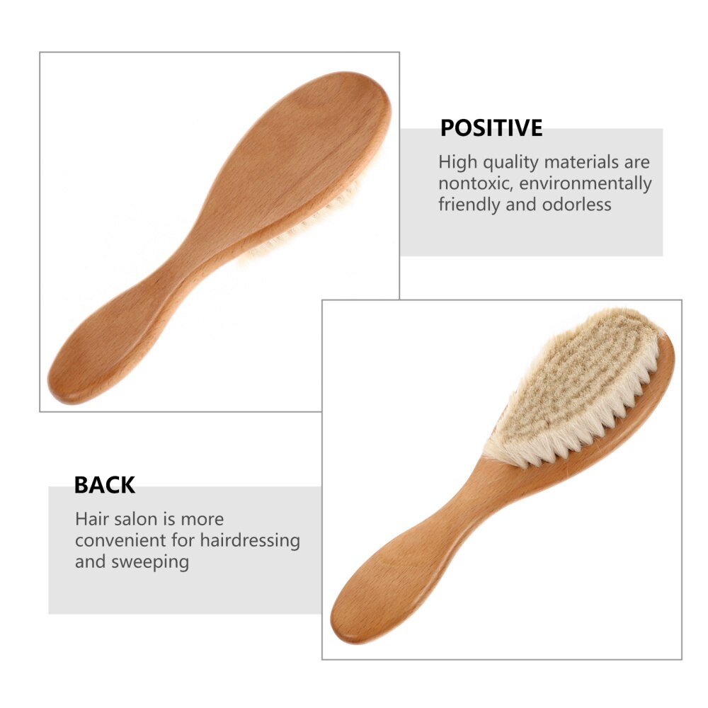 Baby Kids Head Grooming Comb Hair Brush Wood Comb with Wool Bristles