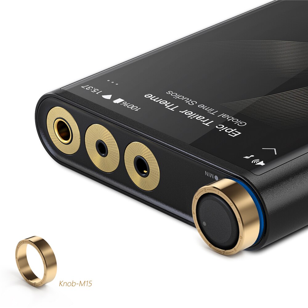 Fiio  m15 hi- res musiikkisoittimelle dd ddhifi nuppi -m15 nupin kansi ruostumaton teräs kullattu suojarengas