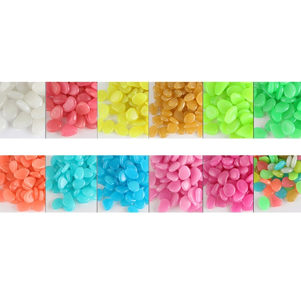 50Pcs Artificial Color Luminous Stone Fluorescent Stone Shiny Stone Full English Bag Packaging Fish Tank Landscaping