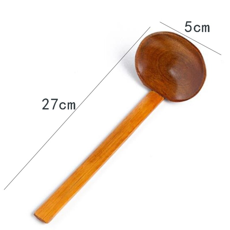 1Pc Kitchen Long Handle Spoon Wooden Spoon Dessert Rice Soup Spoon Cooking Wooden Spoon Kitchen Accessories