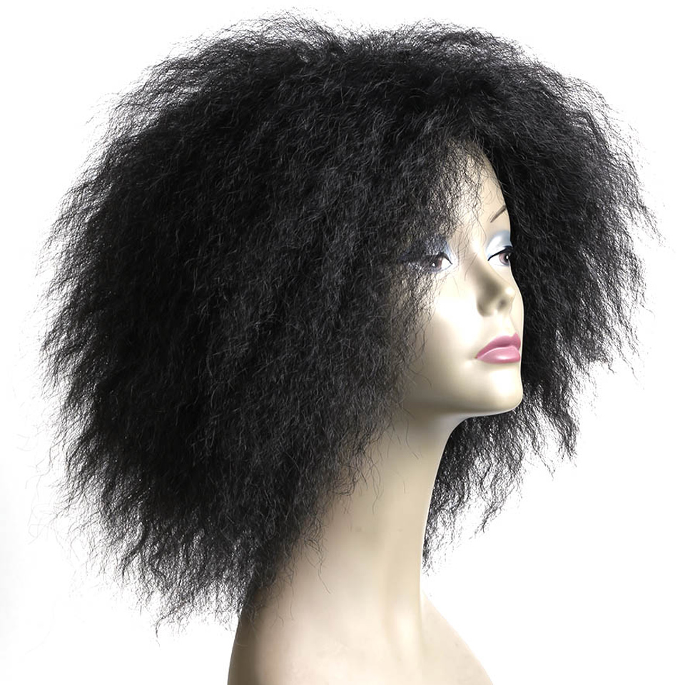 Kort afro kinky lockigt fluffigt hår mörka rötter ombre svart bruna peruker för afroamerikanska kvinnor värmebeständig syntet