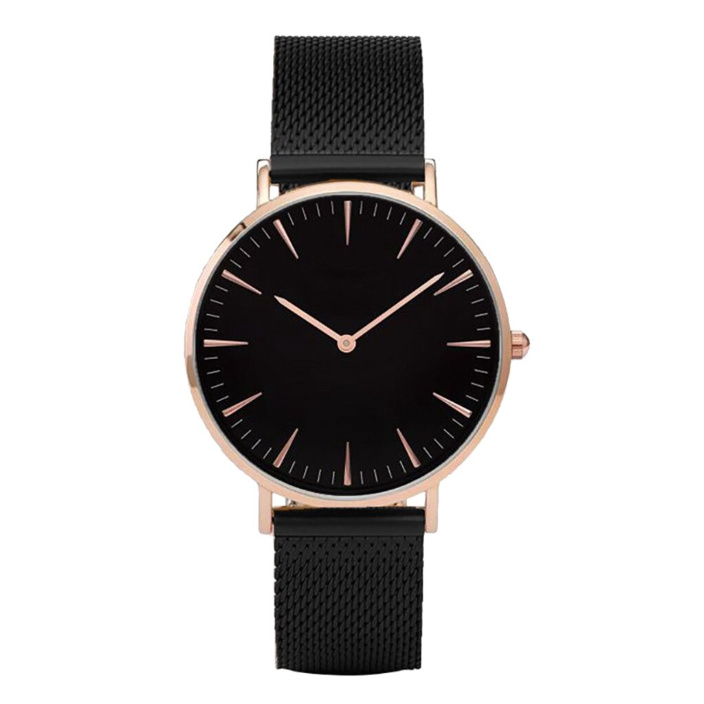 Mode Vrouwen Horloges Klassieke Legering Big Dial Casual Dames Quartz Klok Horloge Klok Lederen Band Vrouwen Armband Horloge: Black