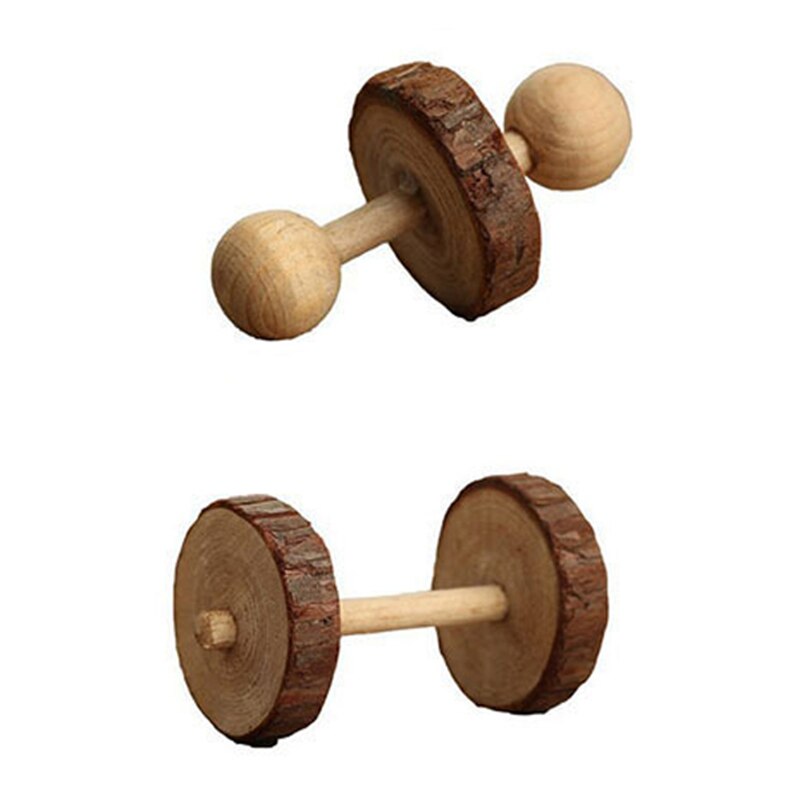 10 Pcs Set Hamster Chew Toys Natural Wooden Gerbils Rats Chinchillas Toys Accessories Dumbbells Exercise Bell Roller Teeth Care