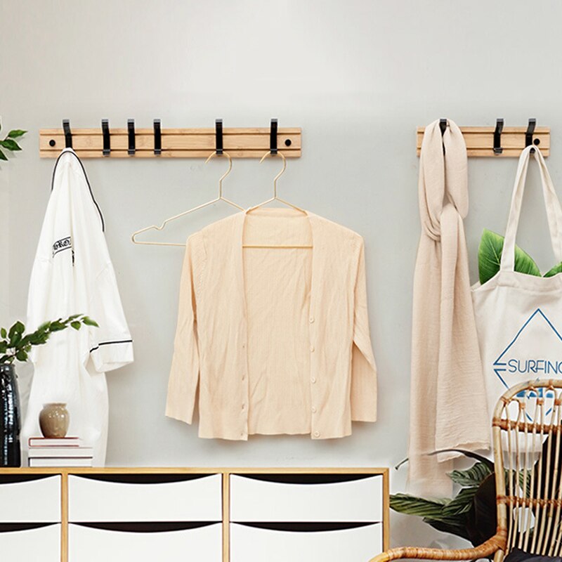 Bamboe Kapstok Muur Gemonteerde Haken Eenvoudige Hanger Slaapkamer Muur Rack Met Beweegbare Haken Tt-Best