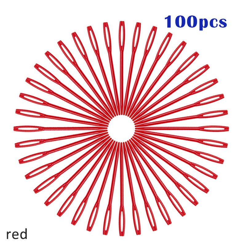 100Pcs Haak Haken Diy Trui Weven Gereedschappen Breinaalden Plastic 7 Cm Muliti-Kleur Wandtapijt Wol Garen Naald: Rood