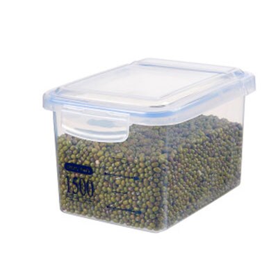 Square Food Storage Box Plastic Storage Tank Kitchen Grain Multigrain Freshness Storage Dried Fruit Milk Powder Sealed Can: Blue-1500ml