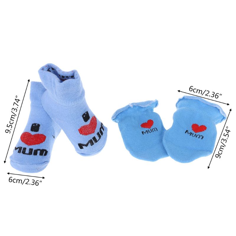 1 Set Baby Socks Gloves Prevent Scratch Face Warm Winter Autumn Soft Breathable Cartoon Cute Newborn Boys Girls Costume