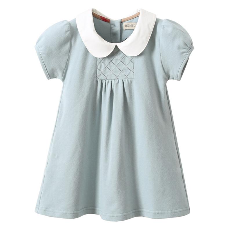 Katoenen Baby Jurken Leuke Zomer Meisjes Kleding Prinses Jurk Verjaardagsfeestje Voor 2-7Years Meisje Baby Peuter Meisjes Kleding: Blauw / 100cm