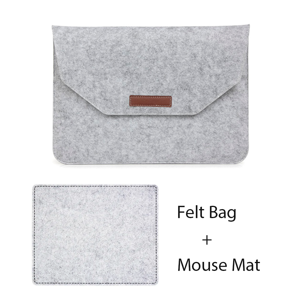 Wolvilt laptoptas 11 12 13 15,6 inch voor Macbook Huawei Xiaomi laptoptas met muismat of Power Mini-Pack cadeau-tablethoes: < 12" / Wijn Rood