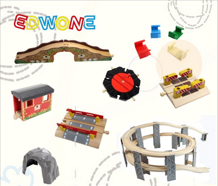 EDWONE stern Schiene/stop schiene/kreuz schiene Szene track zubehör und Brio Holz Zug Pädagogisches Junge/Kinder spielzeug