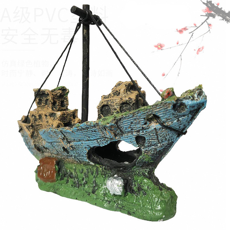 Aquarium Dekorationen Landschaft Piratenschiff Wrack Schiff Jahrgang Harz Stiefel Aquarium Zubehör Heimat Dekorationen