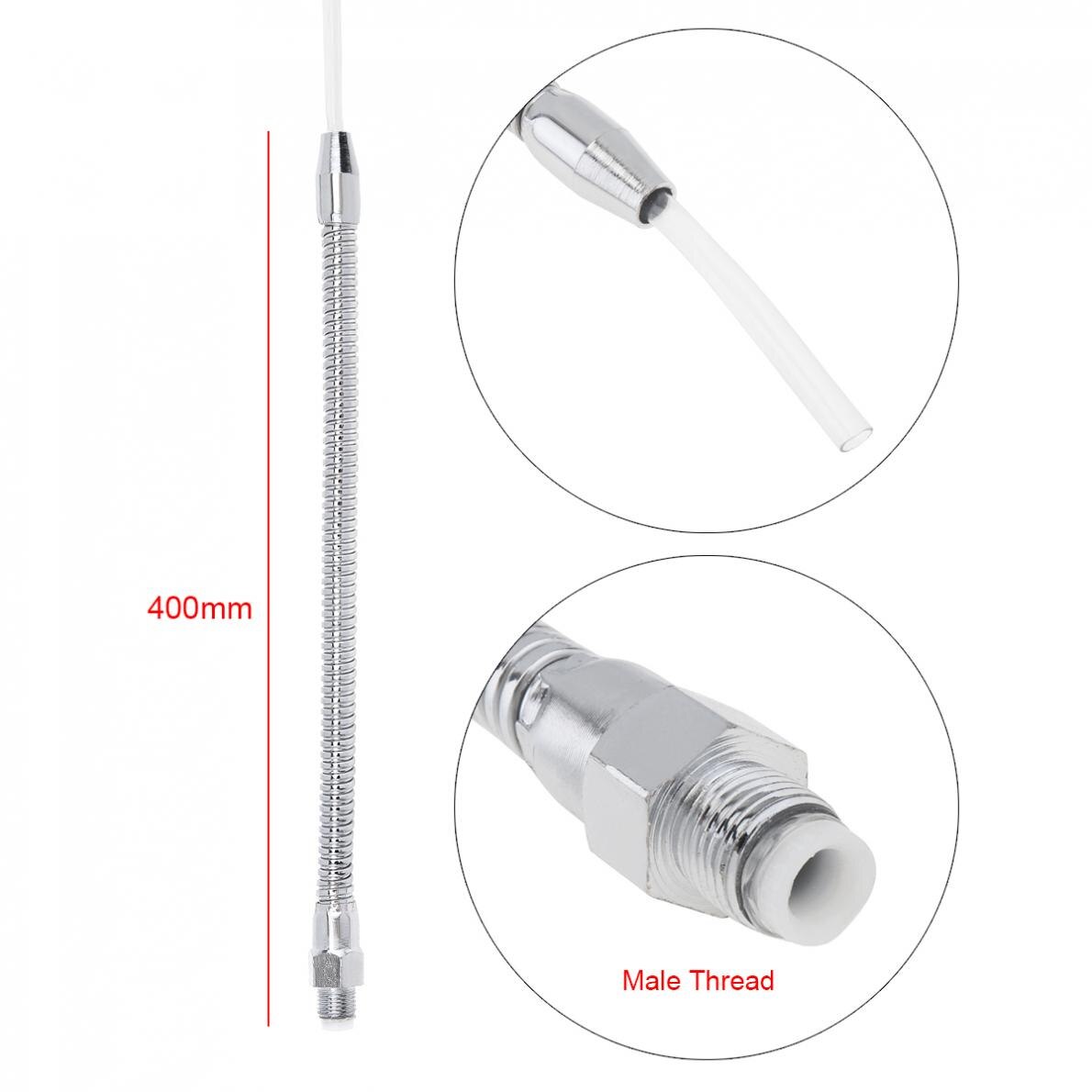 1/4 Inch Silver 400mm Metal Flexible Water Oil Cooling Tube with Round Head Nozzle for CNC Machine / Milling / Lathe