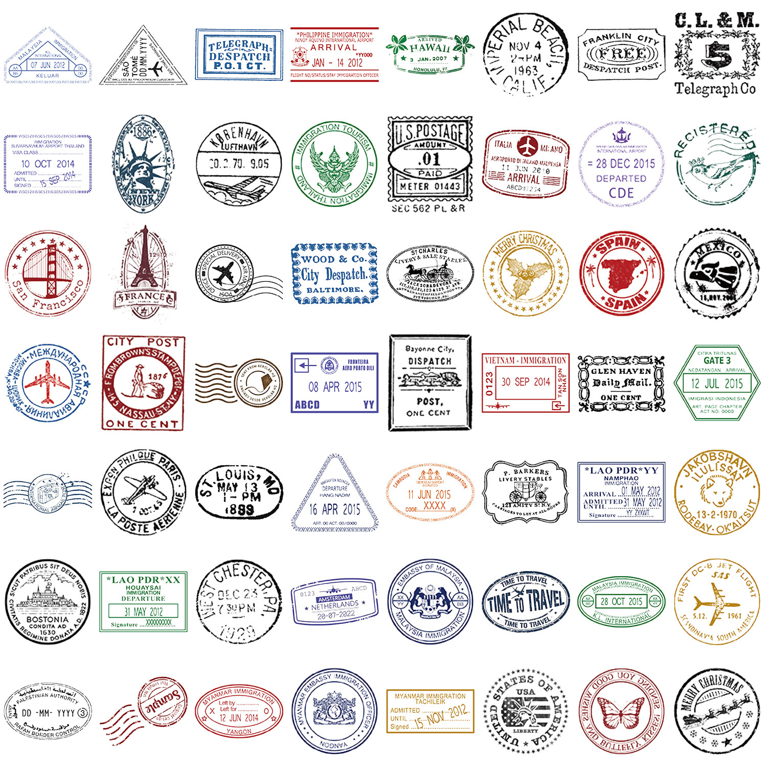 60Pcs Transparent stamp Stickers Fresh Stamp Pet Decals For Phone Laptop Suitcase Notebook Skateboard Waterproof Stickers