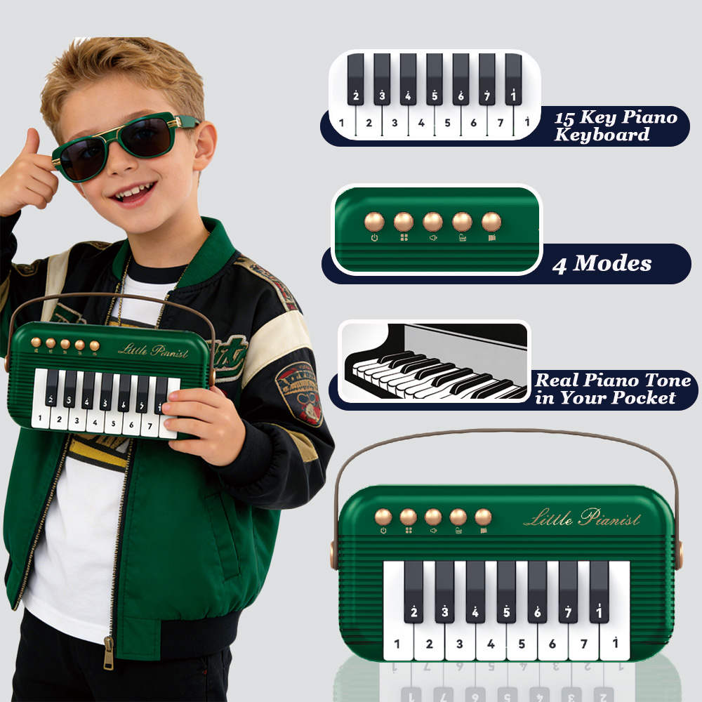 5 färger mini piano keyboard leksaker för barn, retro fickpiano, musikleksaker nybörjare, elektroniskt musikinstrument