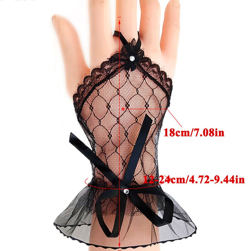 Bow Sleeves Gloves Short Paragraph Lace Clothing Accessories Net Yarn Gloves Dress Half Finger Arm Sleeves Fingerless Gloves
