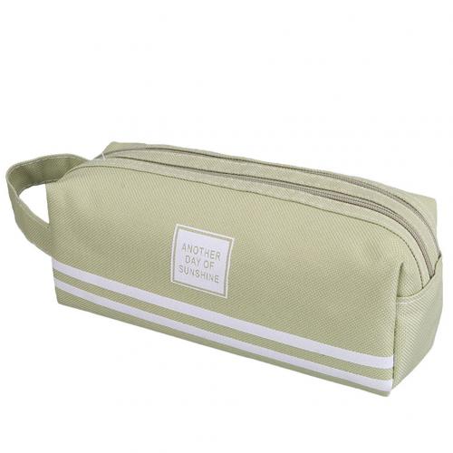 Kawaii Pencil Case Canvas Zipper Large Capacity Cute Pencil Box Portable Storage Bag school supplies Japanese stationery: Green