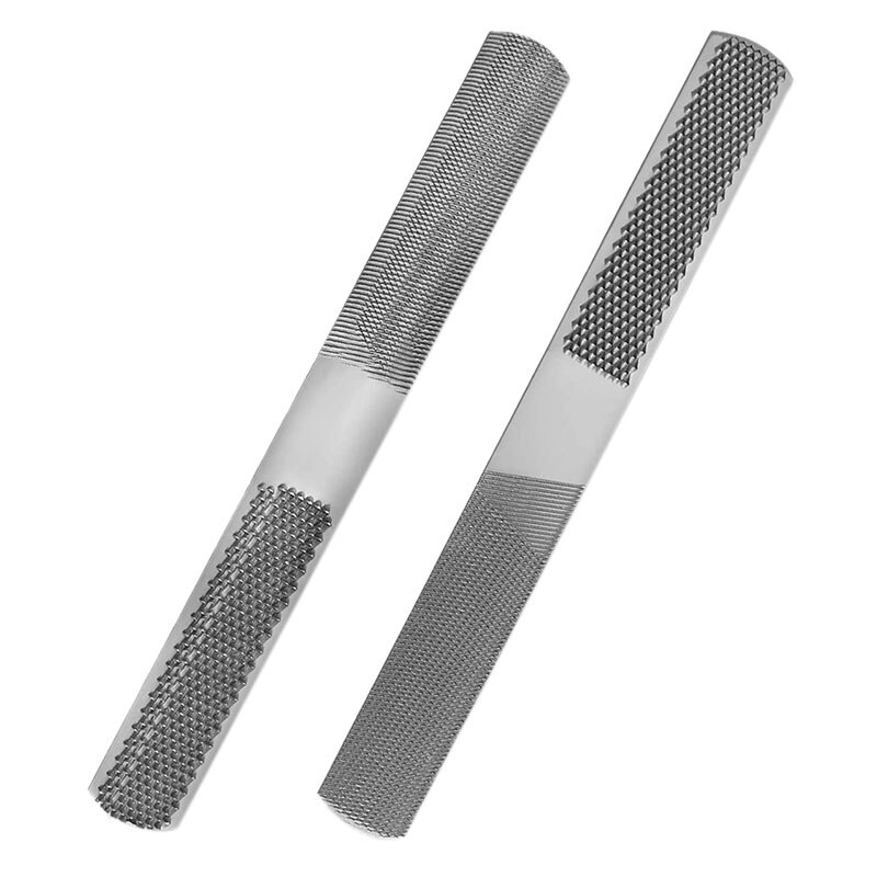 2Pcs 4 Way Wood Rasp File Hand File and Round Rasp Half Round Flat Wood Rasp Set for Sharpening Wood and Metal Tools