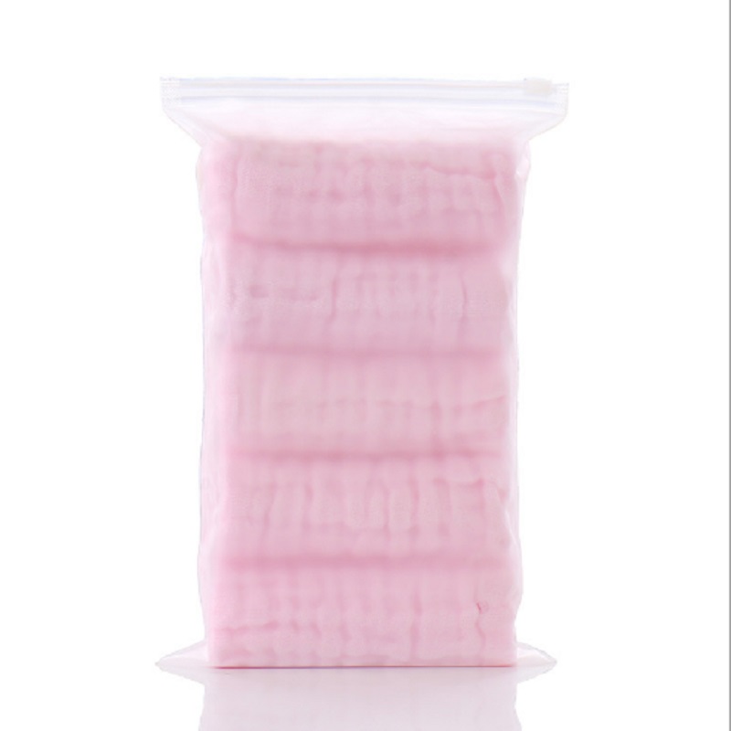 5Pcs Baby Towel Bath Towels Face Washcloth Muslin squares Cotton Hand Wipe Gauze for born Bathing Feeding Kids Handkerchief: 5 pink