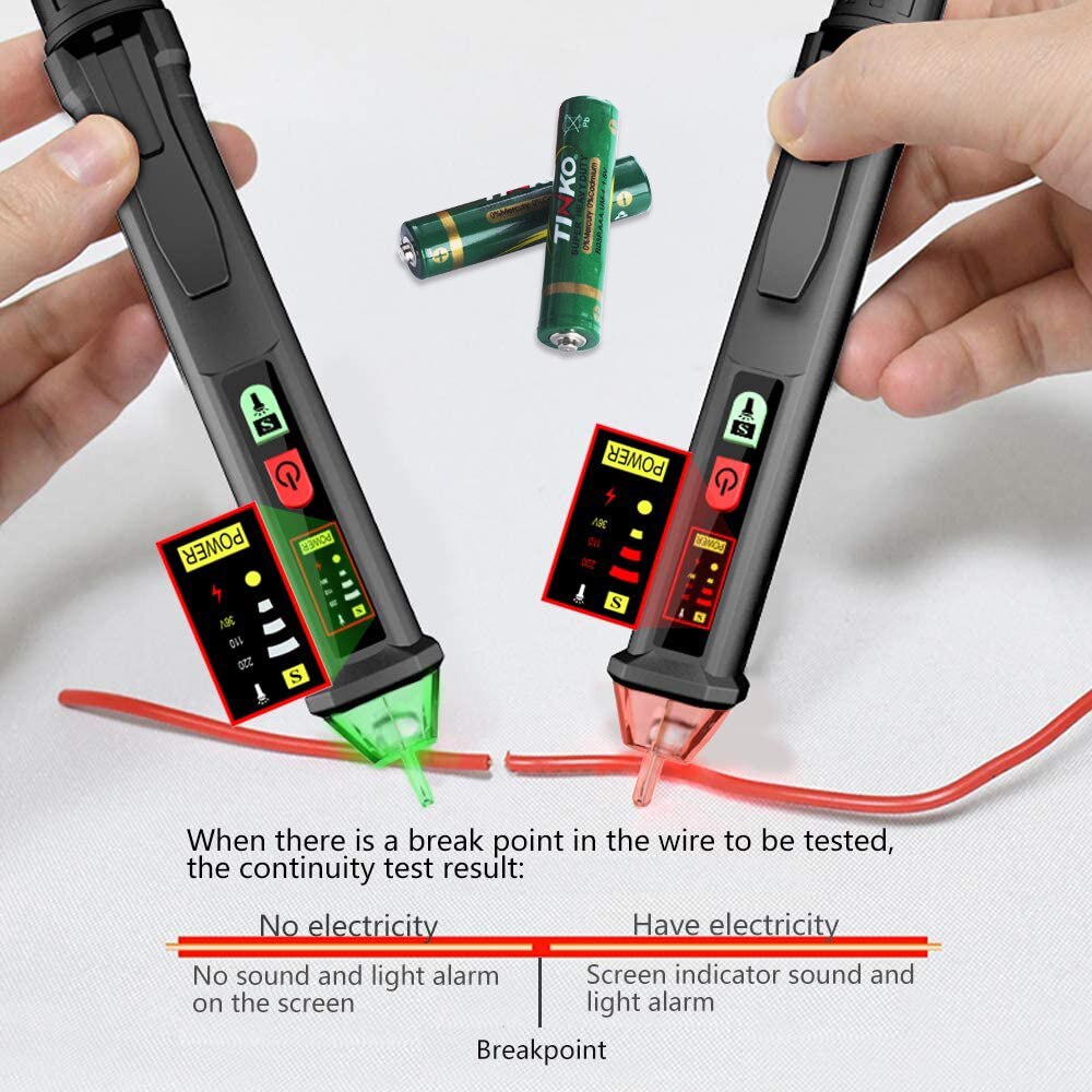 Digital Non-contact Voltage Tester Pen Handheld High Sensitivity AC Voltage 12V/48V~1000V Tester Alarm with Flashlight