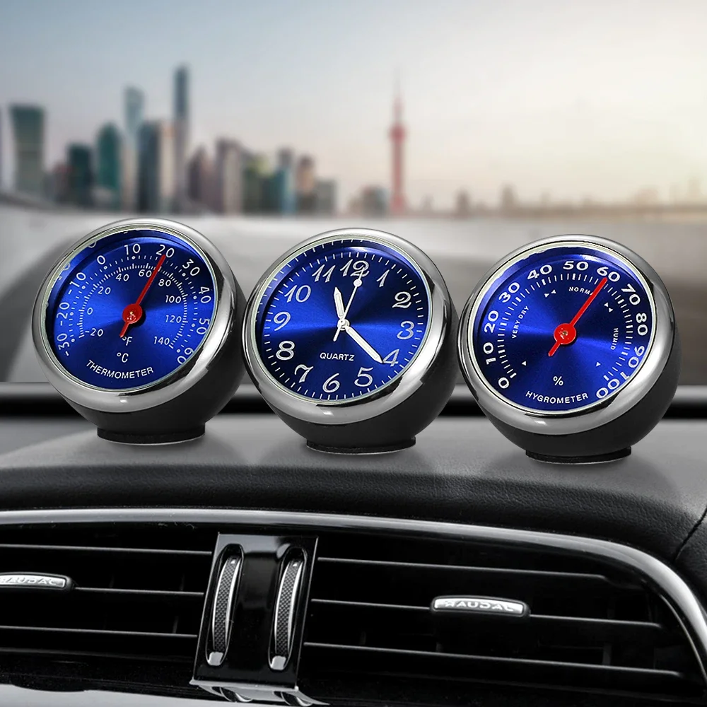 Auto Ornament Automotive Klok Auto Horloge Thermometer Hygrometer Thuis Auto Interieur Decoratie Klok In Auto Accessoires