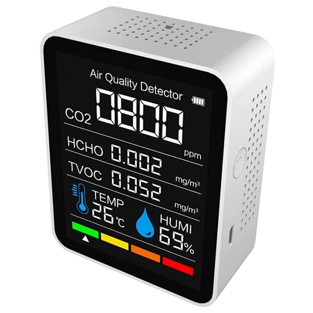 Con misuratore di CO2 5 in1 compatibile Bluetooth Tester digitale del sensore di umidità della temperatura Monitor della qualità dell&#39;aria anidride carbonica TVOC caldo: 2CO3TB White