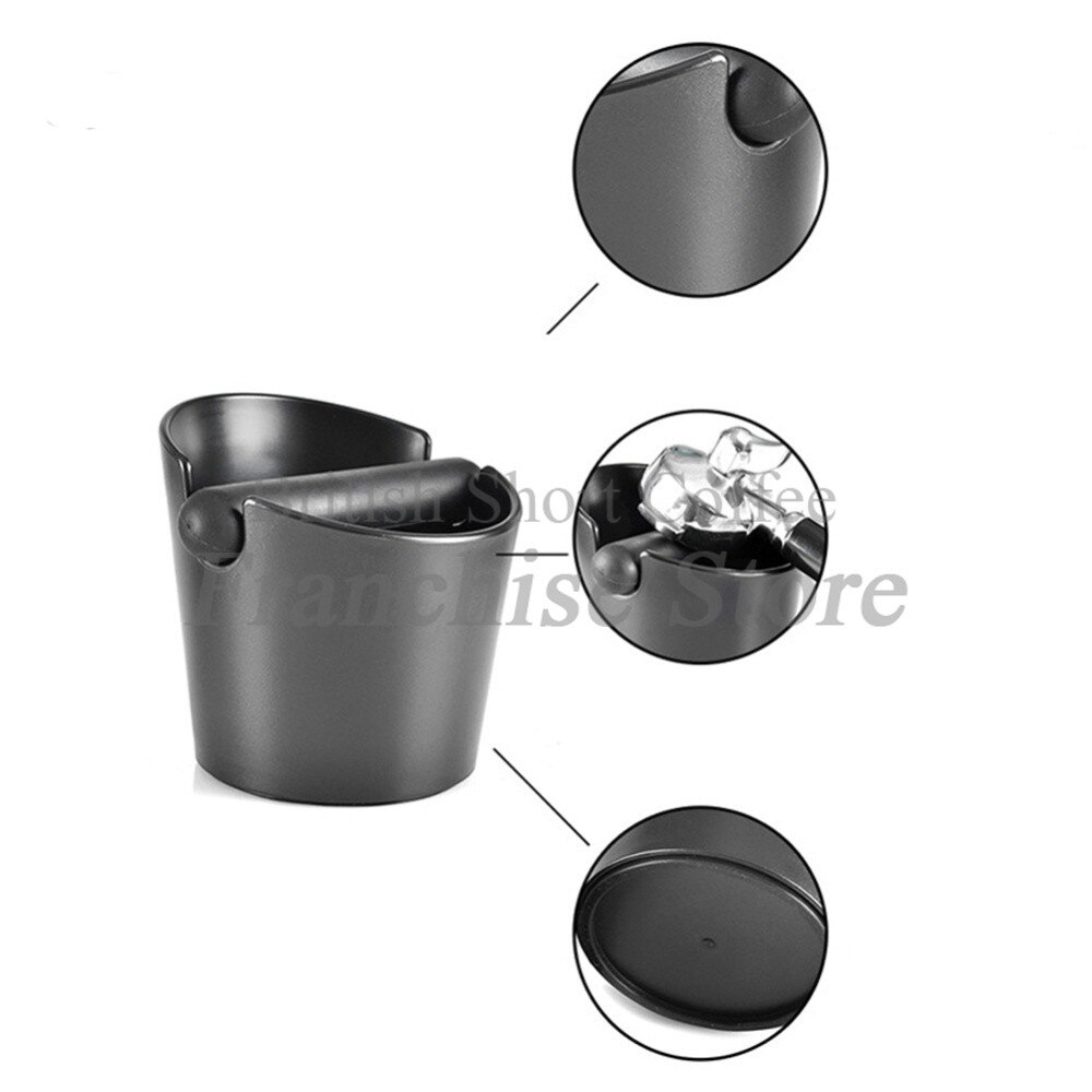 Cubo de basura de plástico para café Espresso, absorbente de golpes, con mango, contenedor para café molido, caja de residuos para moler café