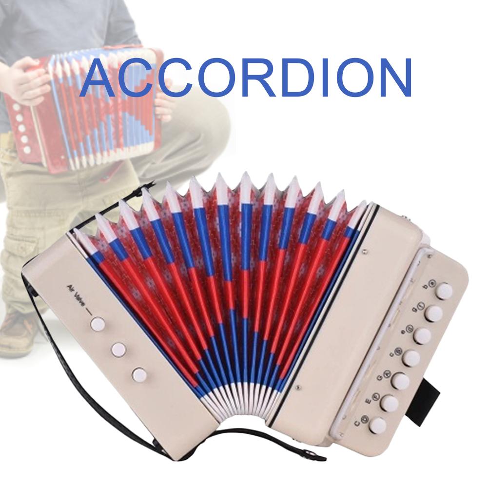 Children Accordion Seven Keys with 3 Air Valve Toy Accordions Musical Instrument for Early Childhood Teaching