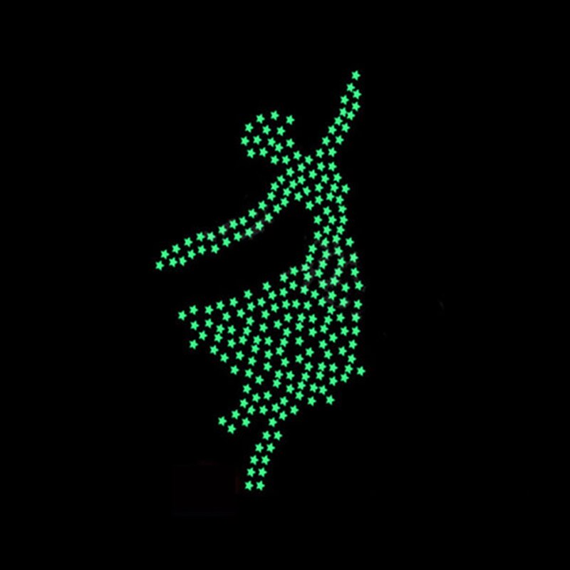 100Pc Lichtgevende Plastic Ster Plafond Muur Art Lichtgevende Ruimte 3D Sticker Home Decoratie Sticker Diy Decoratieve Stickers Glow