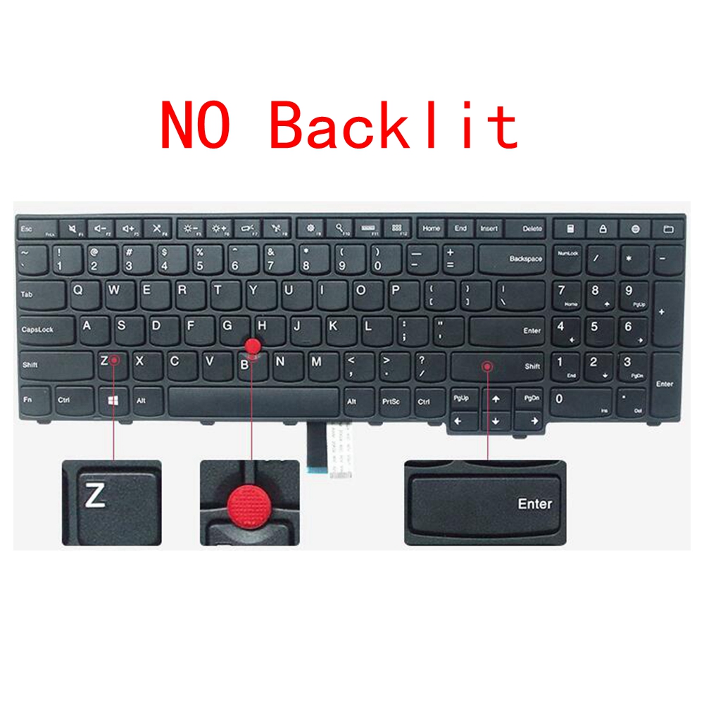 Bagbelyst engelsk tastatur til lenovo ibm thinkpad  e531 l540 w540 w550 w541 t540 t540p e540 p50s l570 t560 l560 us: Ingen baggrundsbelyst