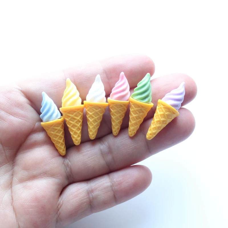 10 Uds Mini helado lindo 3D resina comida cocina casa de muñecas decoración foto Prop hogar escena de escritorio modelo DIY adorno de tapa de teléfono: Gris claro