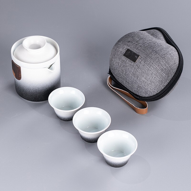 Chinese Kung Fu Travel Tea Set Ceramic Portable Teapot Porcelain Teaset Gaiwan Tea Cups of Tea Ceremony Teaware With Travel Bag: D
