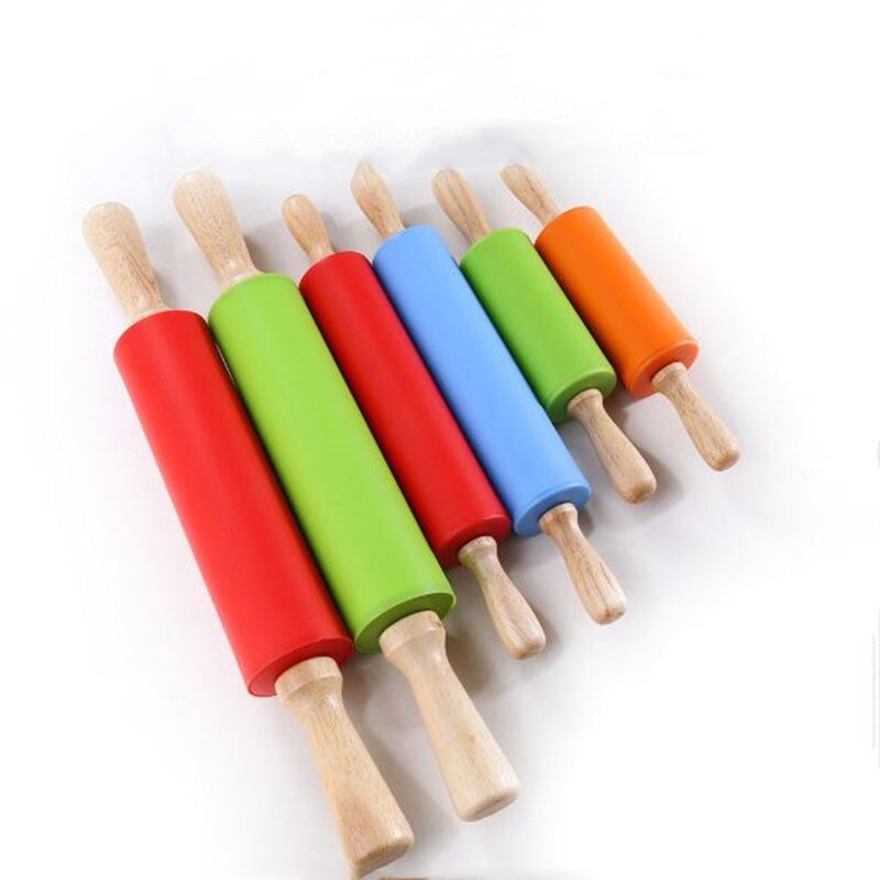3 maten Siliconen Deegroller met Houten Handvat Gebak Meel Cake Deeg Patroon Roller Bakvormen Keuken Pastry Tool 4 Kleuren