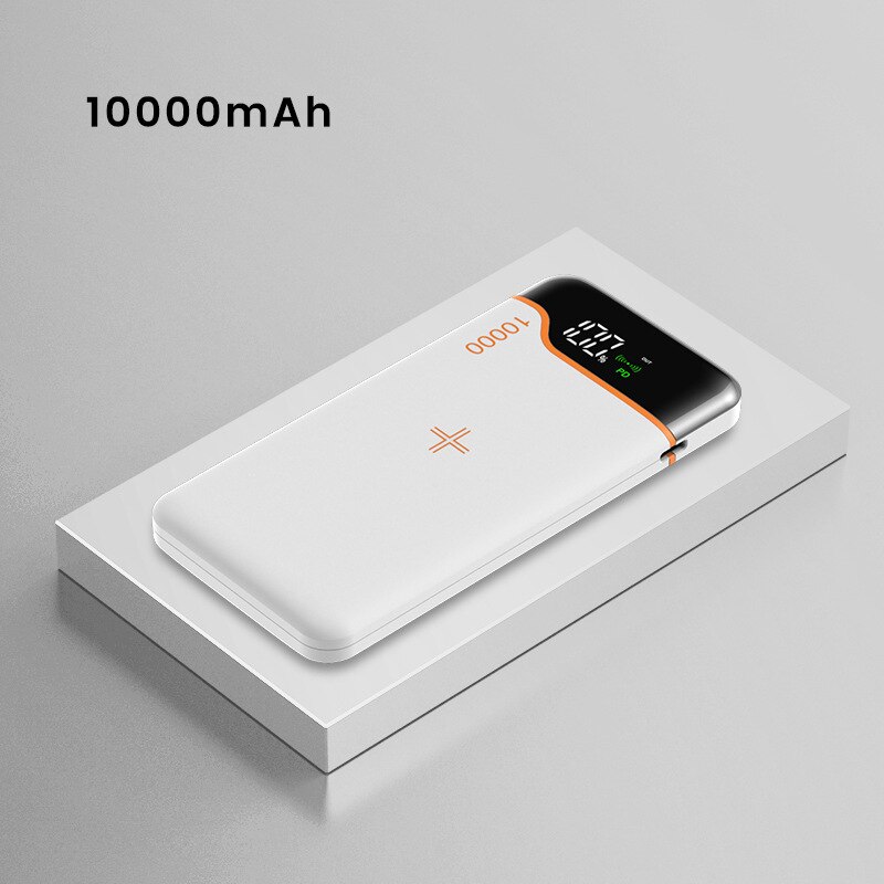 Powerbank 20000 mah super hurtig opladning 22.5w/ trådløs 15w mobil power  pd18w mobiltelefon ekstern batterioplader til xiaomi: Hvid 10000 mah