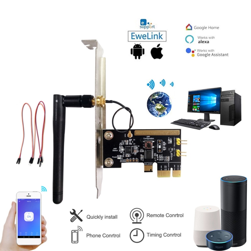 EWeLink-tarjeta de arranque remota para ordenador, Control remoto inalámbrico, WIFI, compatible con Google Home y Alexa