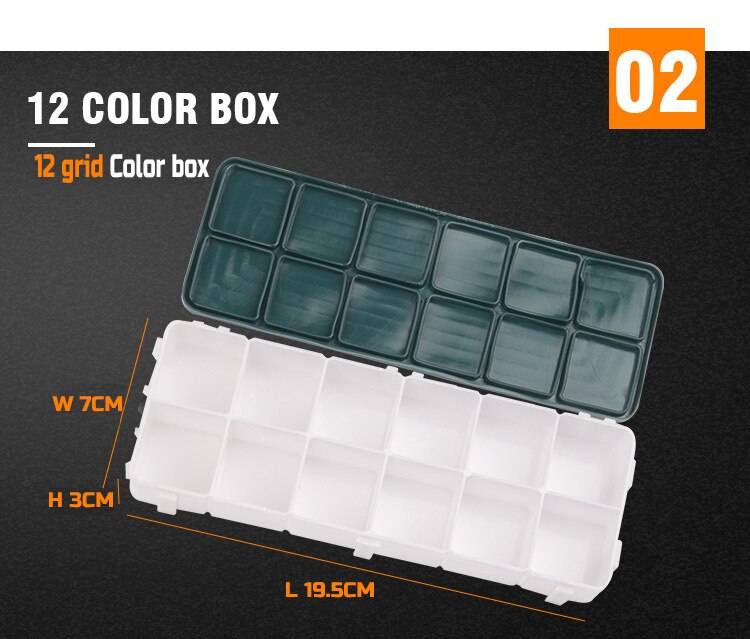 Pigment Doos Grote Capaciteit Toner Box Art Pigment Doos Gouache Pigment Acryl Pigment Doos: 12 color grid