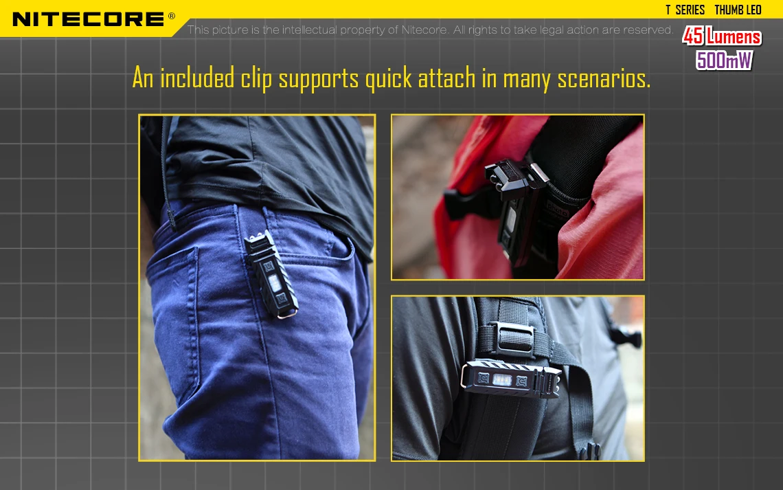 Original nitecore polegar keylight chaveiro lanterna thumb leo worklight acampamento edc bolso lanterna led caminhadas luz portátil
