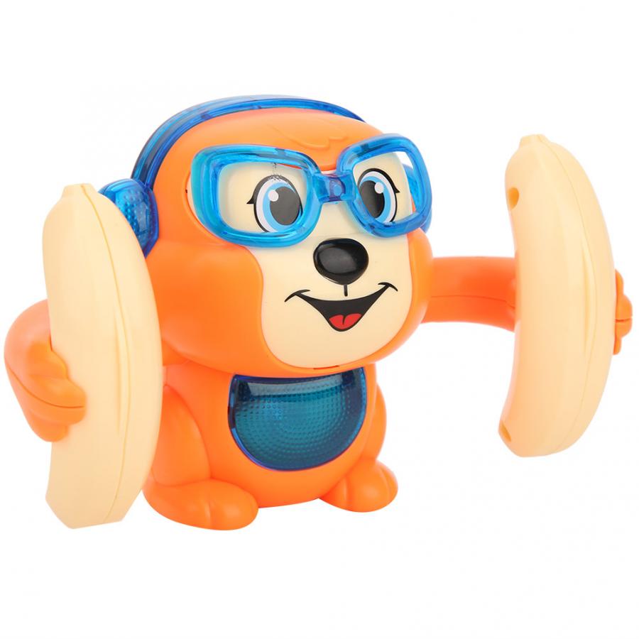 Electric Flipping Monkey Voice Control Cartoon Rolling Banana Monkey Touches Control Electronic Pets with Light Music Toy
