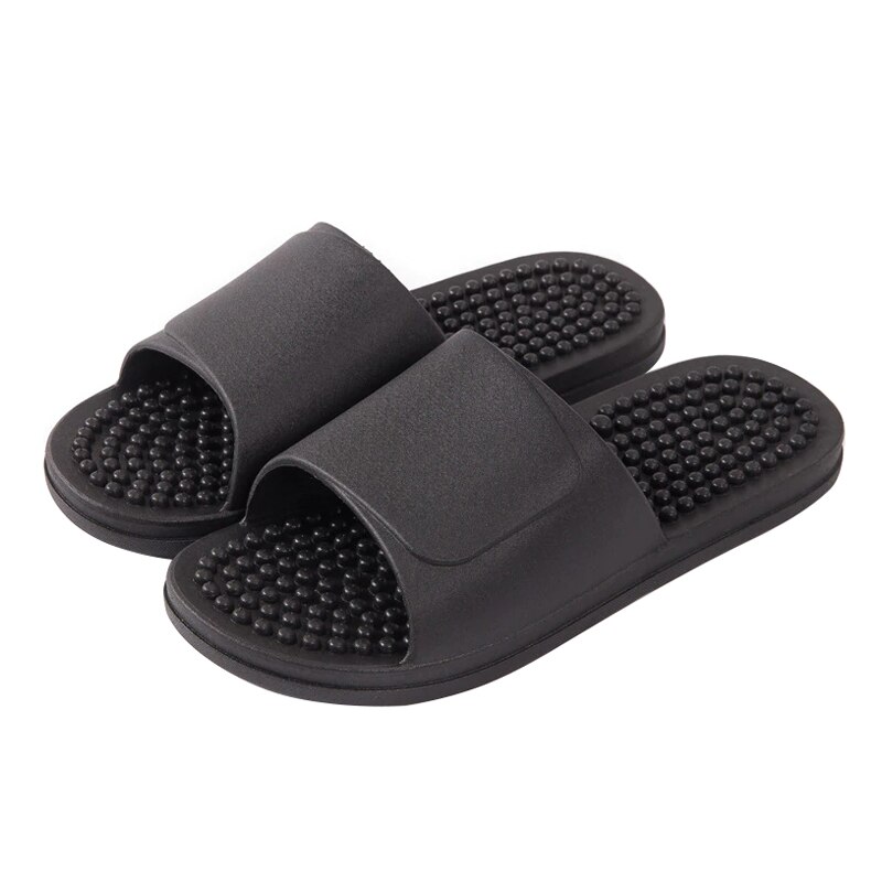 Massage Slippers Indoor Non-Slip Slippers Unisex Solid Zachte Bodem Paar Slippers Thuis Sandalen Mannen Massage Punt: black / 44-45