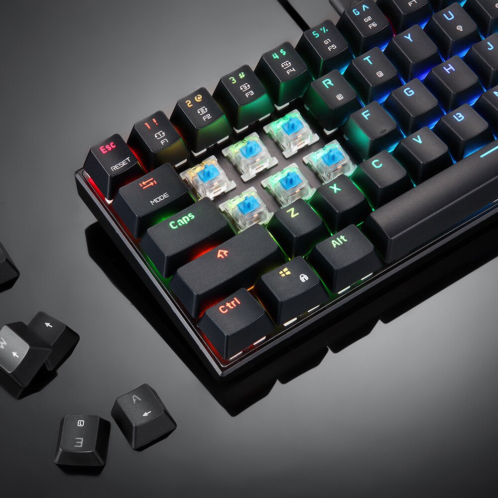 Motospeed CK61 clavier mécanique de jeu 16.8 millions rvb rétro-éclairage système 1.8mm clé voyage 0.8 milliards en cliquant sur la vie