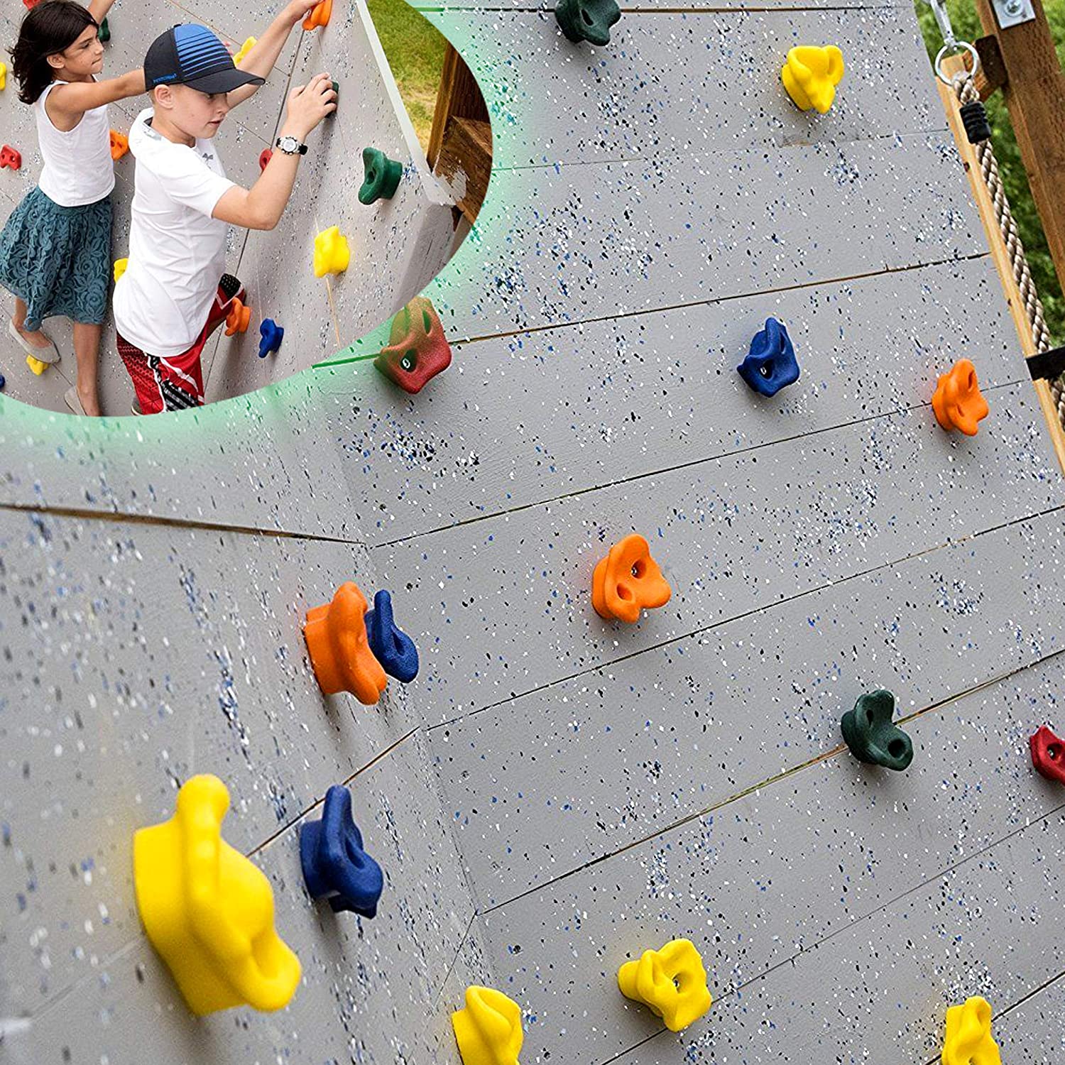 20 Rock Wall Climbing Holds Set, Kids Climbing Rocks for Indoor Outdoor Play Set, Rock Wall Hand Holds Kit