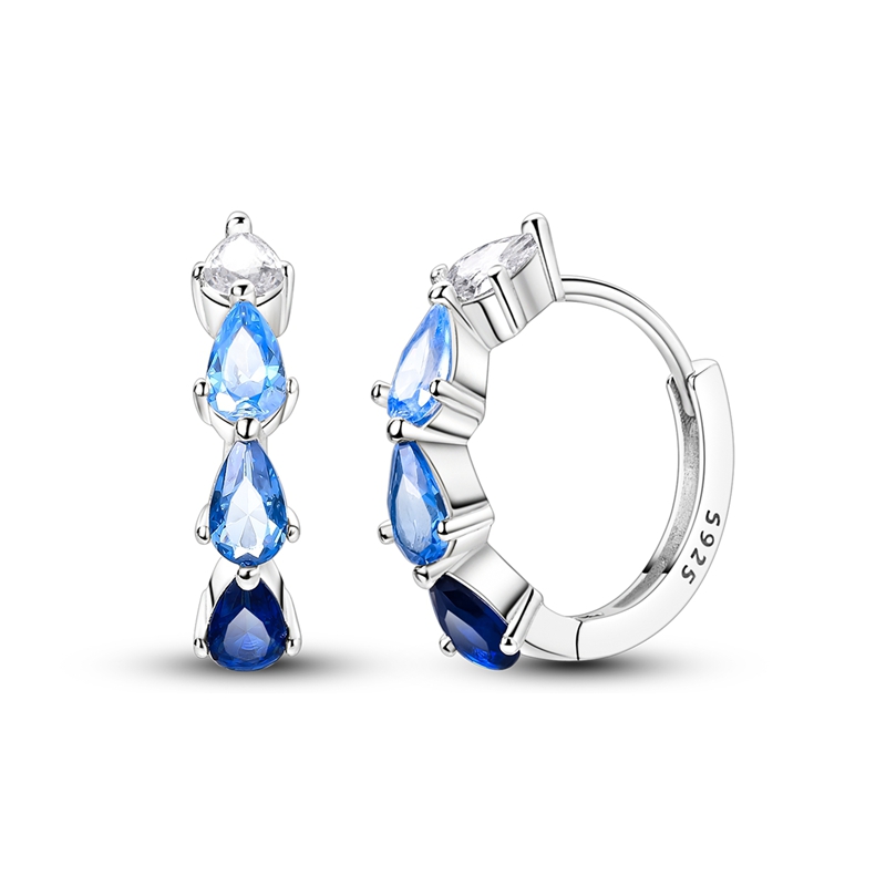 925 Sterling Silver Zirconium Hoop Earrings For Women Jewelry Anniversary Wedding Making Jewelry