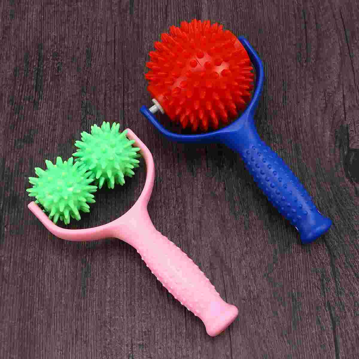 2pcs Roller Massager Plastic Portable Roller with Handle Hand Body Pain Relief Tool (Double Green with: Default Title