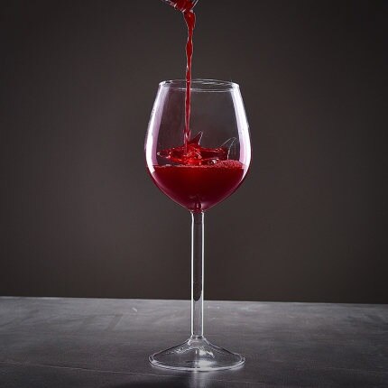kitchen wine glass whiskey glass Shark glass red wine set household lead-free crystal goblet goblet champagne goblet with tripe: 1 piece
