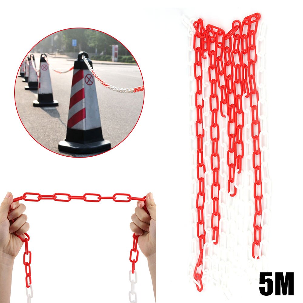 6mm Plastic Chain Red And White Guardrail Warning Post Yellow Black Isolation Safety Protection 8mm Traffic Cone Chain