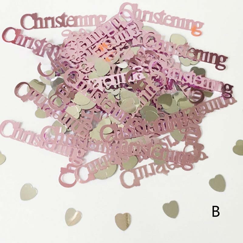 CHRISTENING Confetti Pink or Blue Ideal Table Decorations Boy or Girl Heart Metallic Glitter Foil Sequins Wedding Festival Party: B
