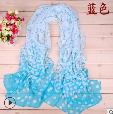 Fal/vind gradient god smag prikker chiffon tørklæde silke firkantet hijab cool sjal dame foulard femme tørklæder hår bufanda mujer: 1